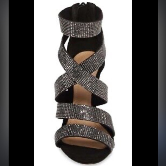 Schultz crystal wrap black suede heels - Picture 2 of 10